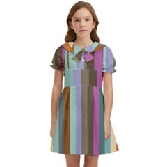 Simple Line Pattern Kids  Bow Tie Puff Sleeve Dress by Valentinaart