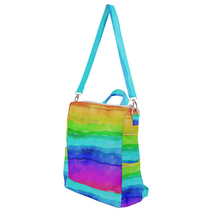 Watercolor rainbow Crossbody Backpack