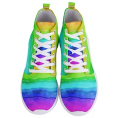 Watercolor Rainbow Men s Lightweight High Top Sneakers by Valentinaart