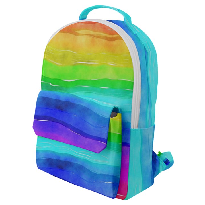 Watercolor rainbow Flap Pocket Backpack (Small)