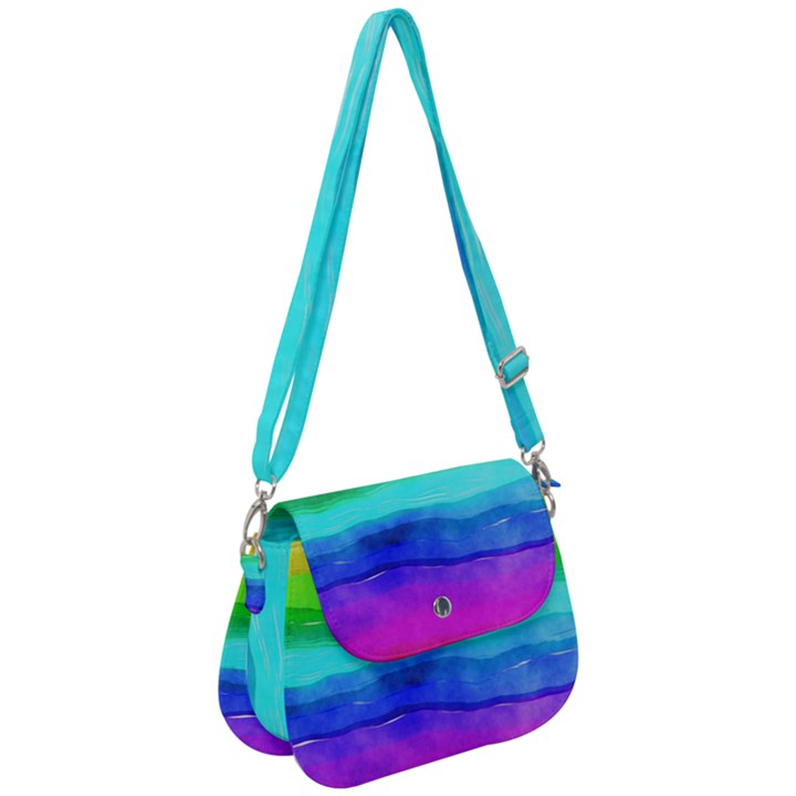 Watercolor rainbow Saddle Handbag