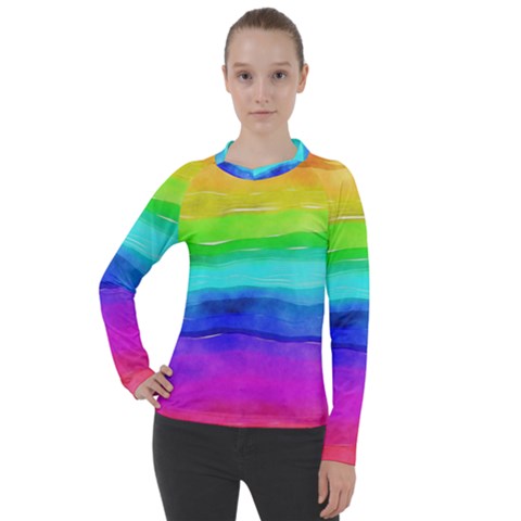 Watercolor Rainbow Women s Pique Long Sleeve Tee by Valentinaart