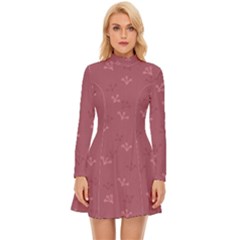 Floral Pattern Long Sleeve Velour Longline Dress by Valentinaart