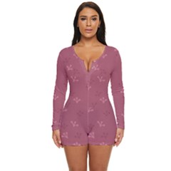 Floral Pattern Long Sleeve Boyleg Swimsuit