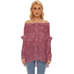 Floral Pattern Off Shoulder Chiffon Pocket Shirt