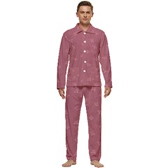 Floral Pattern Men s Long Sleeve Velvet Pocket Pajamas Set