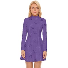 Floral Pattern Long Sleeve Velour Longline Dress by Valentinaart