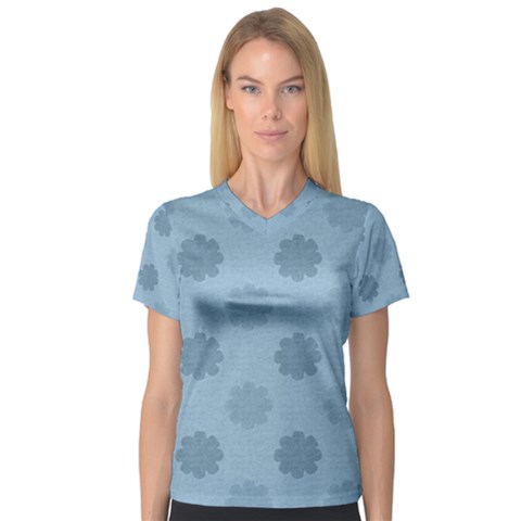 Floral Pattern V-neck Sport Mesh Tee by Valentinaart