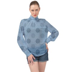 Floral Pattern High Neck Long Sleeve Chiffon Top by Valentinaart