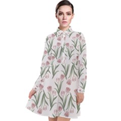 Floral Pattern Long Sleeve Chiffon Shirt Dress by Valentinaart