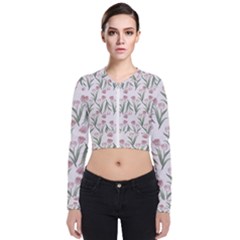 Floral Pattern Long Sleeve Zip Up Bomber Jacket by Valentinaart