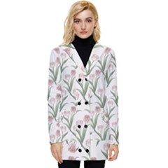 Floral Pattern Button Up Hooded Coat 