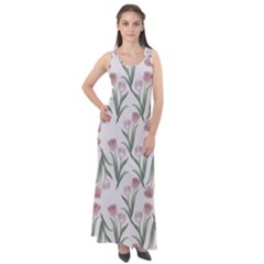 Floral Pattern Sleeveless Velour Maxi Dress by Valentinaart