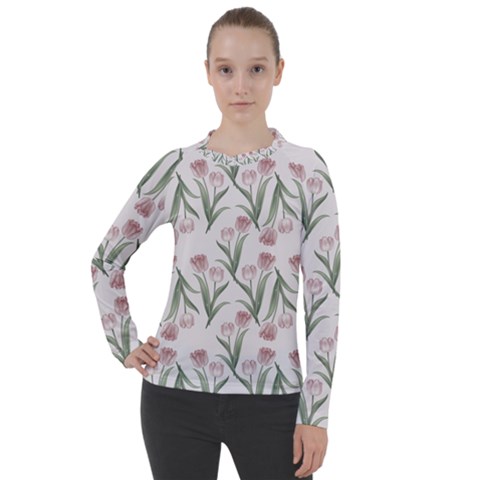 Floral Pattern Women s Pique Long Sleeve Tee by Valentinaart