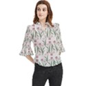 Floral pattern Loose Horn Sleeve Chiffon Blouse View1