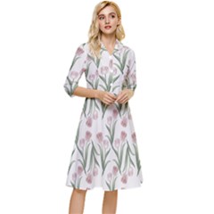 Floral Pattern Classy Knee Length Dress