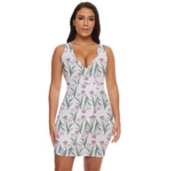 Floral Pattern Draped Bodycon Dress