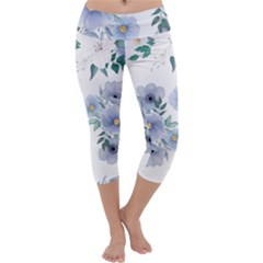 Floral Pattern Capri Yoga Leggings by Valentinaart