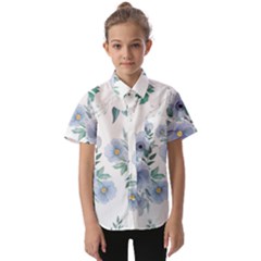 Floral Pattern Kids  Short Sleeve Shirt by Valentinaart