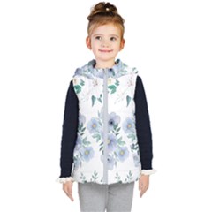 Floral Pattern Kids  Hooded Puffer Vest by Valentinaart