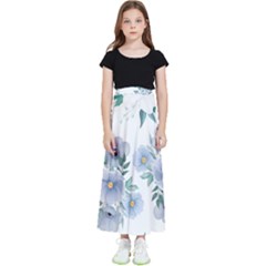 Floral Pattern Kids  Flared Maxi Skirt