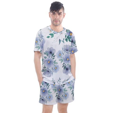 Floral Pattern Men s Mesh Tee And Shorts Set by Valentinaart