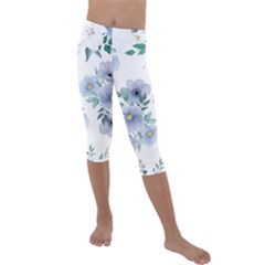 Floral Pattern Kids  Lightweight Velour Capri Leggings  by Valentinaart