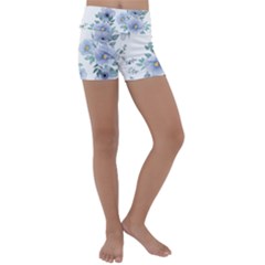 Floral Pattern Kids  Lightweight Velour Yoga Shorts by Valentinaart