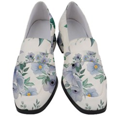 Floral Pattern Women s Chunky Heel Loafers by Valentinaart