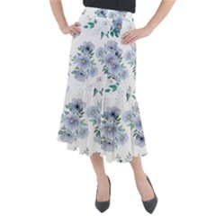 Floral Pattern Midi Mermaid Skirt by Valentinaart