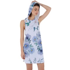 Floral Pattern Racer Back Hoodie Dress