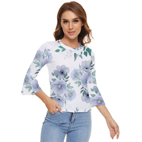 Floral Pattern Bell Sleeve Top by Valentinaart