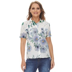 Floral Pattern Women s Short Sleeve Double Pocket Shirt