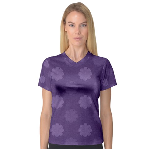 Floral Pattern V-neck Sport Mesh Tee by Valentinaart