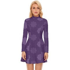 Floral Pattern Long Sleeve Velour Longline Dress by Valentinaart