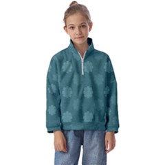 Floral Pattern Kids  Half Zip Hoodie