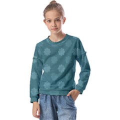 Floral Pattern Kids  Long Sleeve Tee With Frill 