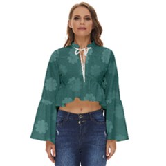 Floral Pattern Boho Long Bell Sleeve Top