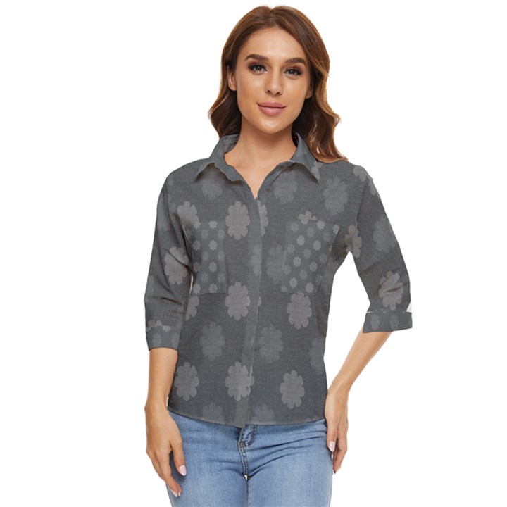 Floral pattern Women s Quarter Sleeve Pocket Shirt