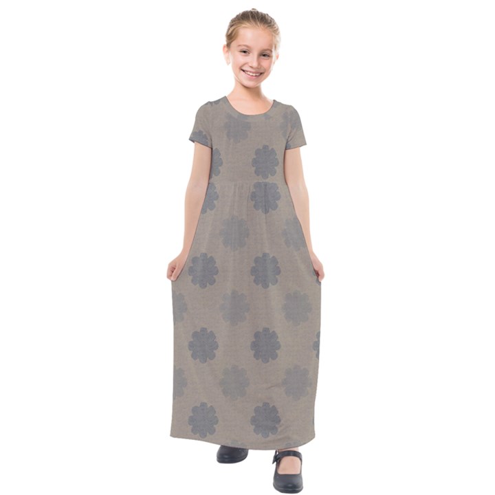 Floral pattern Kids  Short Sleeve Maxi Dress