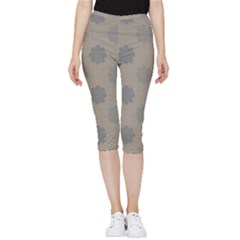 Floral Pattern Inside Out Lightweight Velour Capri Leggings  by Valentinaart