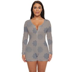 Floral Pattern Long Sleeve Boyleg Swimsuit