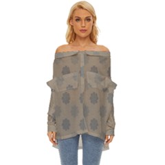 Floral Pattern Off Shoulder Chiffon Pocket Shirt