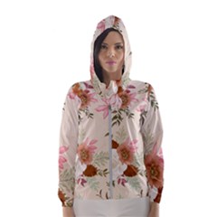 Floral Pattern Women s Hooded Windbreaker