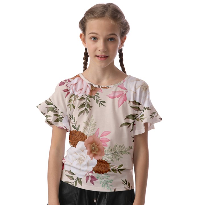 Floral pattern Kids  Cut Out Flutter Sleeves