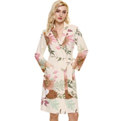 Floral Pattern Long Sleeve Velour Robe by Valentinaart