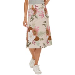 Floral Pattern Midi Panel Skirt