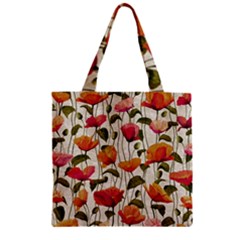 Floral Pattern Zipper Grocery Tote Bag by Valentinaart