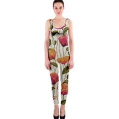 Floral Pattern One Piece Catsuit by Valentinaart