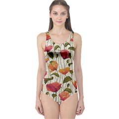 Floral Pattern One Piece Swimsuit by Valentinaart